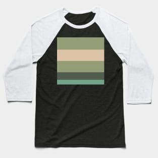 A selected federation of Camo Green, Beige, Artichoke, Greyish Teal and Ebony stripes. Baseball T-Shirt